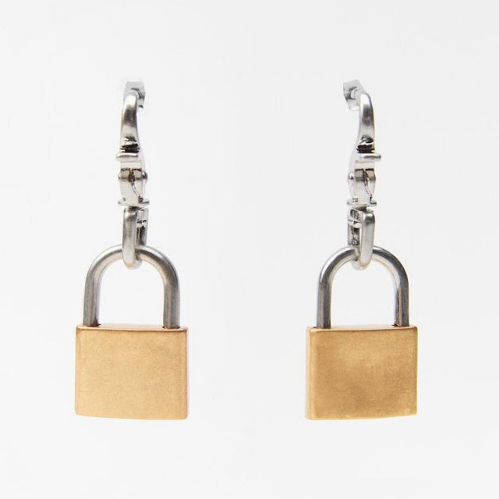 NWT ZARA PADLOCK EARRINGS